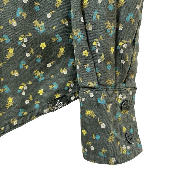 PrAna Womens Salinda Ditsy Floral Button Up Top Size S Olive Organic Cotton - Picture 6 of 10